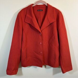 Alexandra Bartlett Women’s 100% Wool Red Orange Sweater Blazer Jacket Large